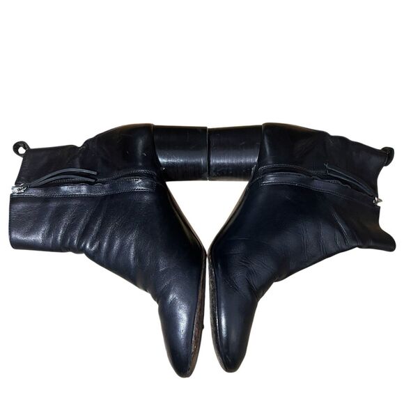 Isabel Marant Booties Size 38 Leather Black Block Heel Minimal Round Toe Boots - Picture 5 of 8